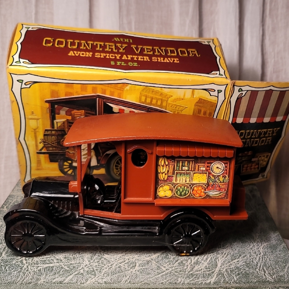 Avon Country Vendor Car-Shaped Bottle with Black and Brown Accents